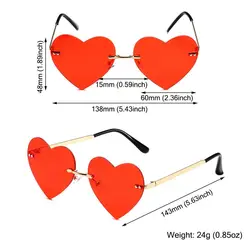 Disfraz Hippie gafas de sol corazón sin montura metal rosas Cosplay