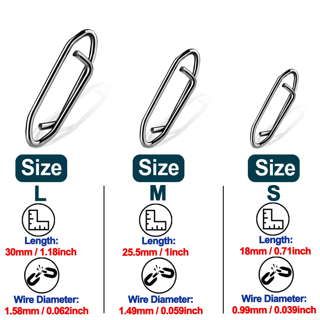 Clips de presión 9KM – Acero inoxidable para señuelos de pesca