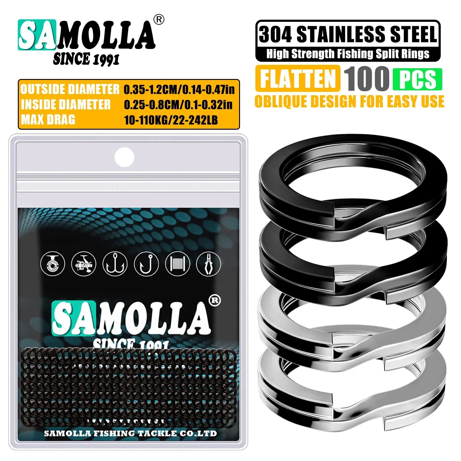 Anillos Divididos Acero Inoxidable 3.5-12mm Alta Calidad Pesca - imagen 4