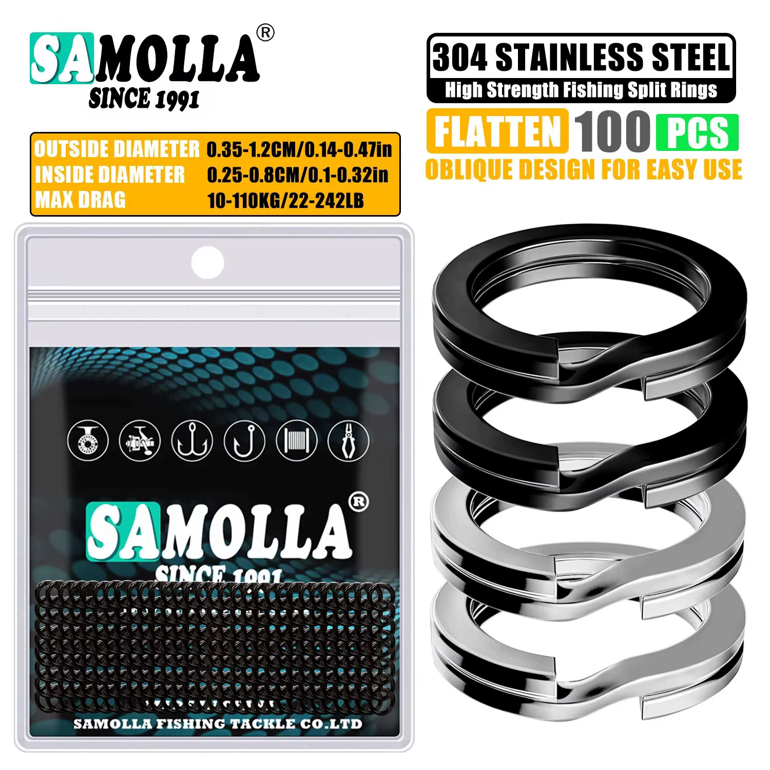 Anillos Divididos Acero Inoxidable 3.5-12mm Alta Calidad Pesca - imagen 4