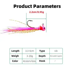 Mini Jigs con cabeza redonda y pluma para pesca con mosca
