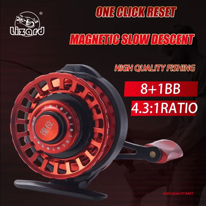 Carrete Lizard para pesca en hielo: freno magnético y maneta metálica - imagen 2