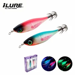Señuelo UV para calamar y pulpo de madera con doble anzuelo