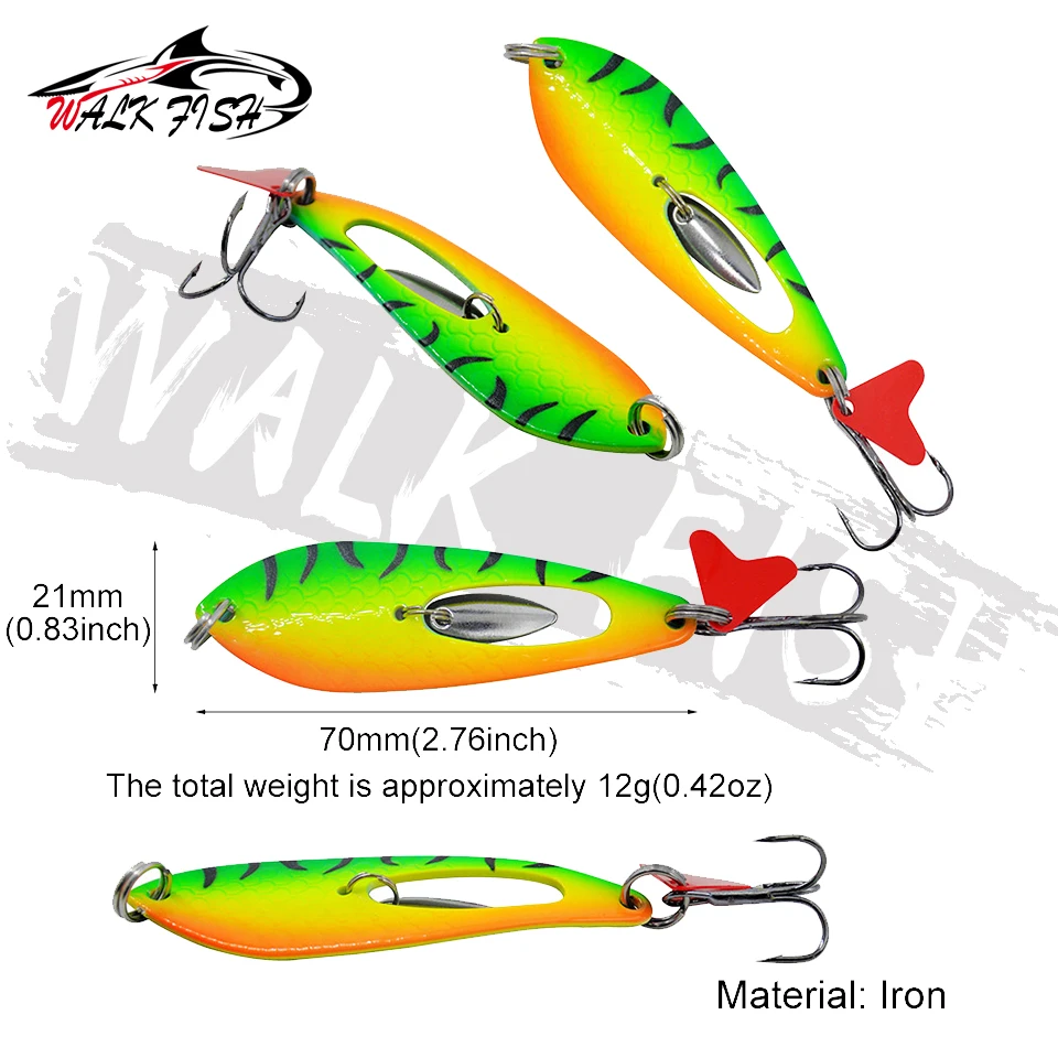 Cuchara metálica Walk Fish con lentejuelas y ruido para spinning - imagen 5