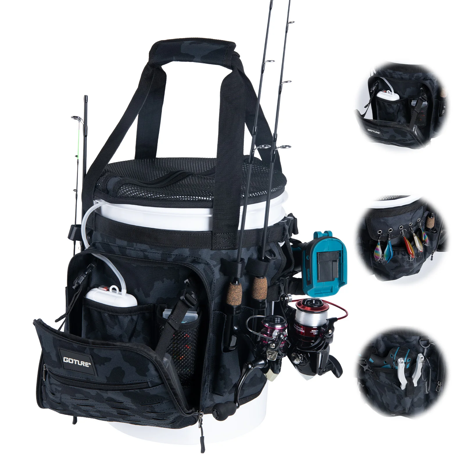 Bolsa de pesca tipo cubo impermeable Goture vista frontal