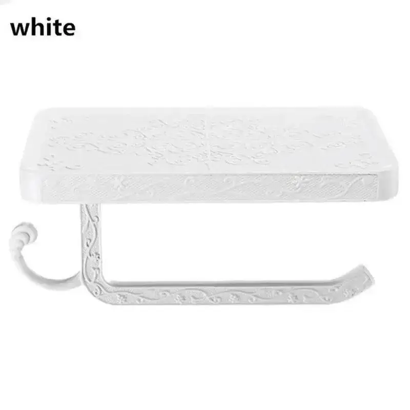 Soporte papel higiénico de aleación tallada con estante para móvil - imagen 2