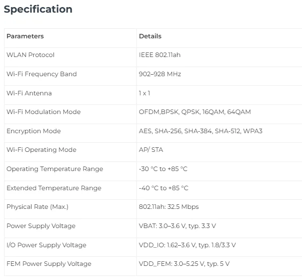 Vista del módulo Wi‑Fi HaLow mini‑PCIe