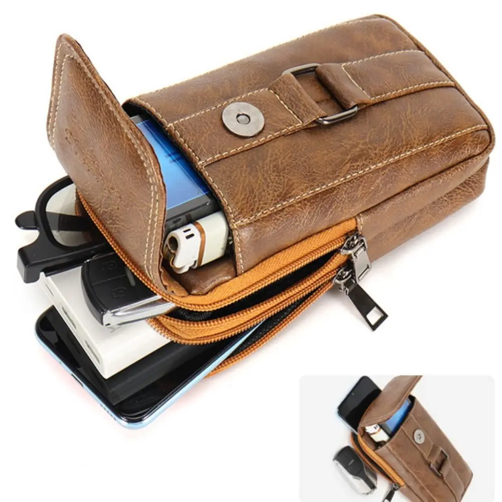 Bolso de cintura impermeable estilo vintage con gancho y compartimento