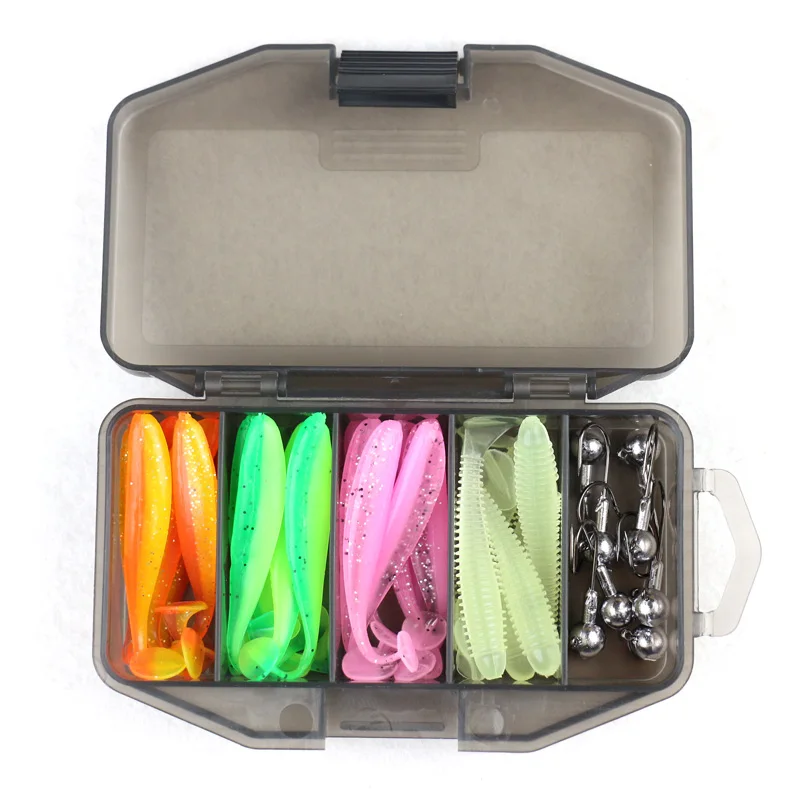 Set Señuelos Silicona con Jig Head Metal – Cebo Pesca Agua Dulce - imagen 2