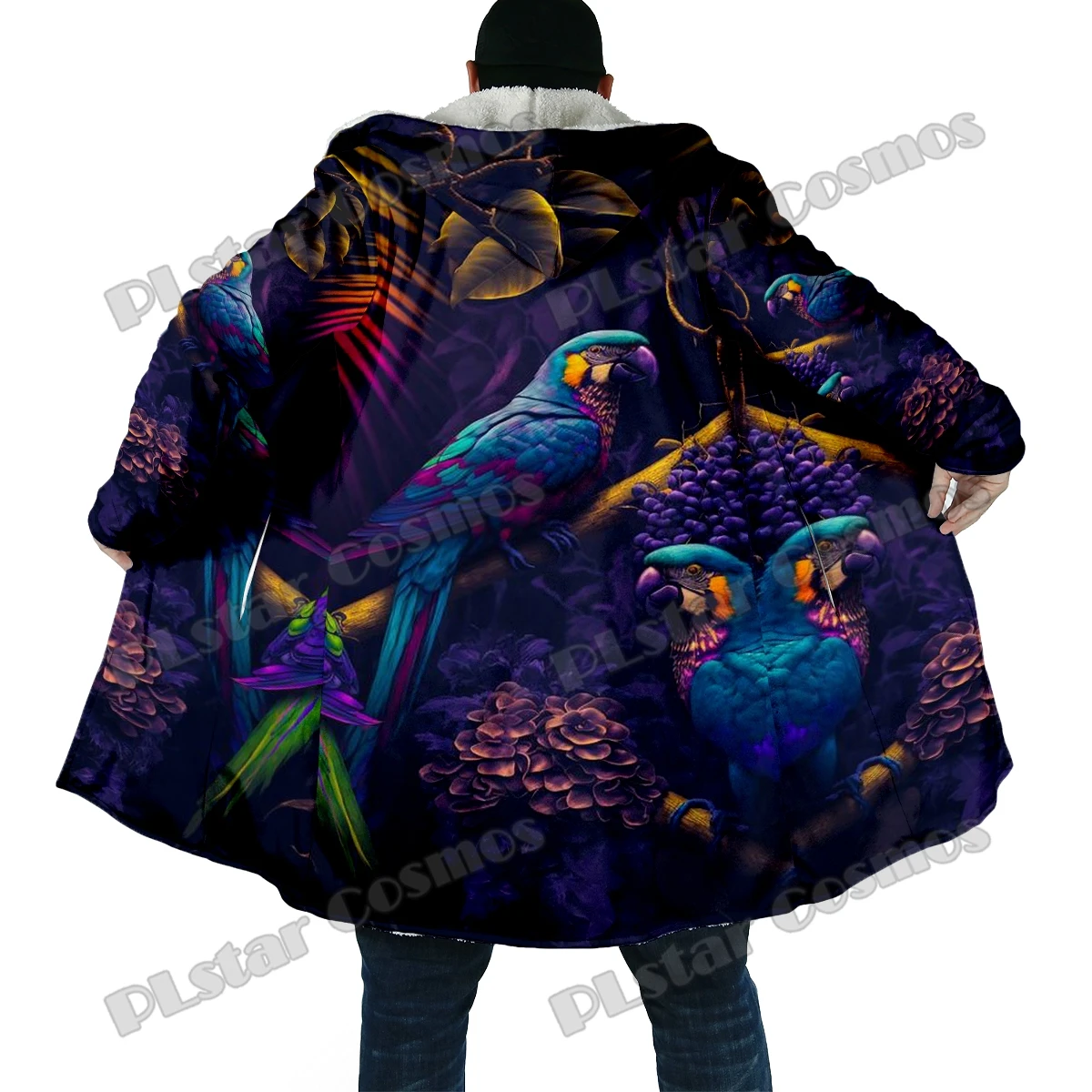 Capa Unisex con Capucha de Lana Gruesa – Estampado 3D Loro - imagen 3