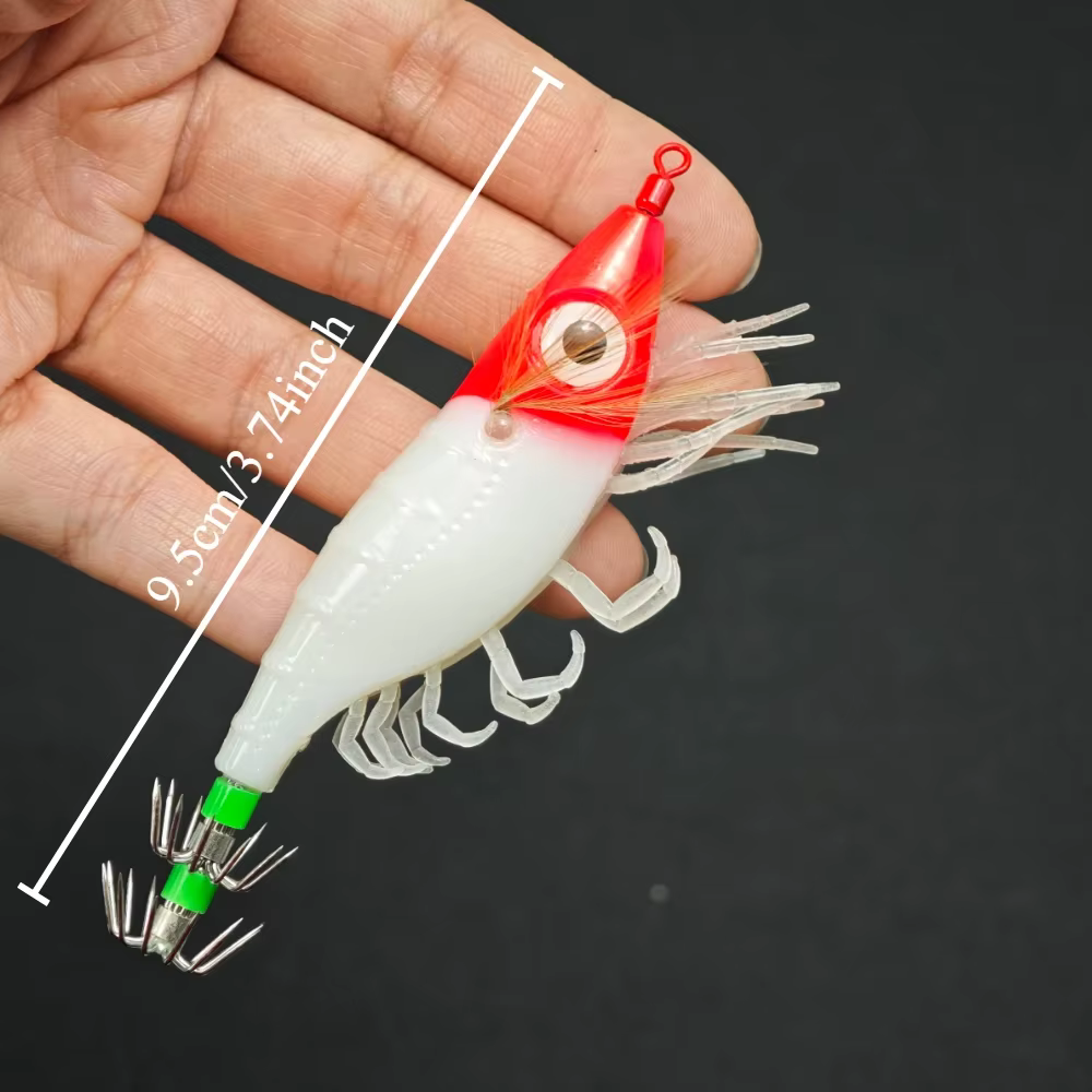 Señuelos de camarón a rayas para pesca de calamar