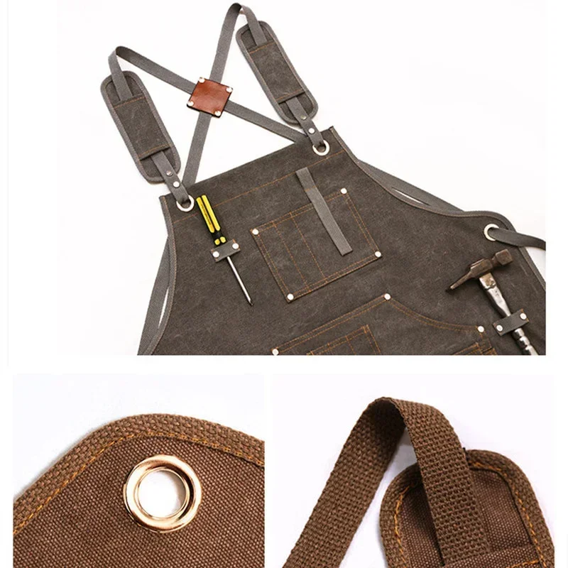 Delantal de Lona Resistente ajustable con bolsillo para herramientas - imagen 2