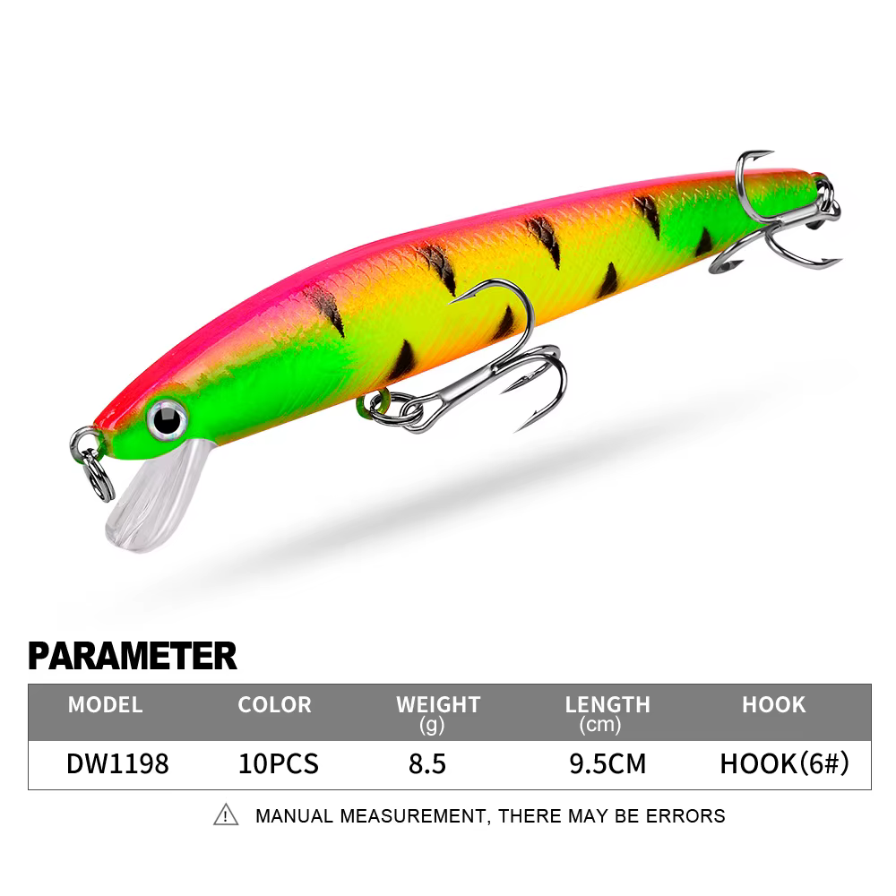 Señuelo Minnow Flotante 3D 95mm – Wobbler para Lubina y Lucio - imagen 5
