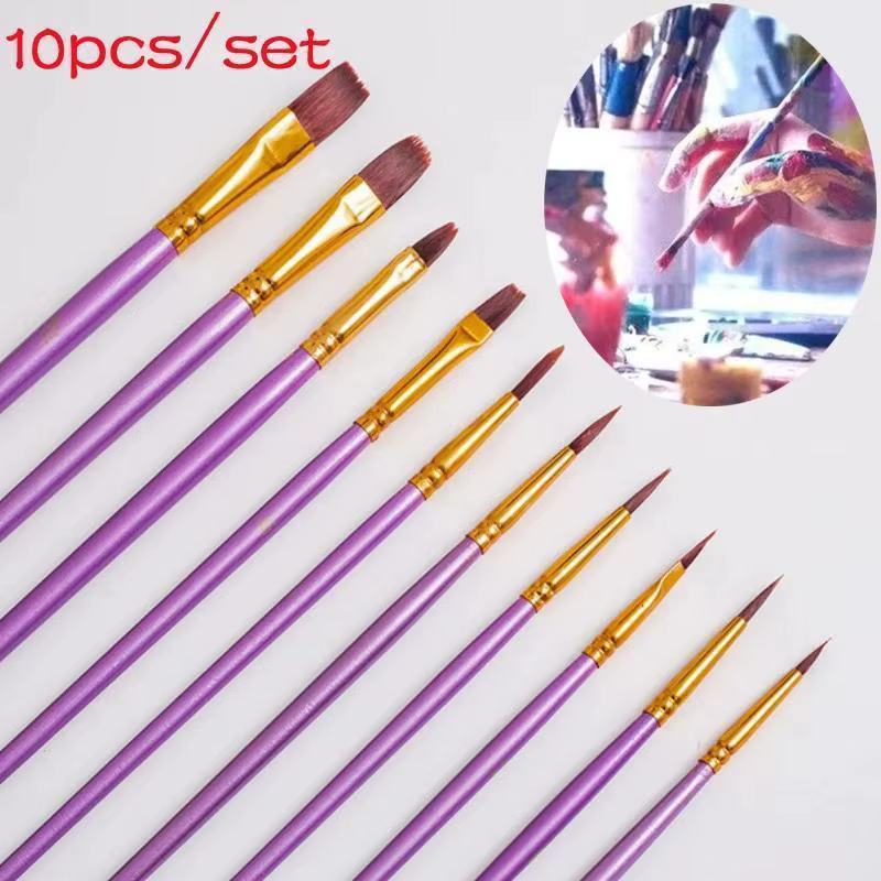 Set de pinceles profesionales nailon para pintura facial y uñas - imagen 3