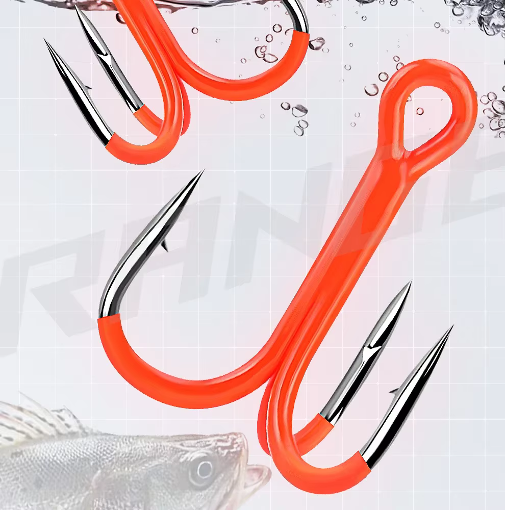 Anzuelos triples naranjas UV – Acero al carbono para pesca - imagen 4