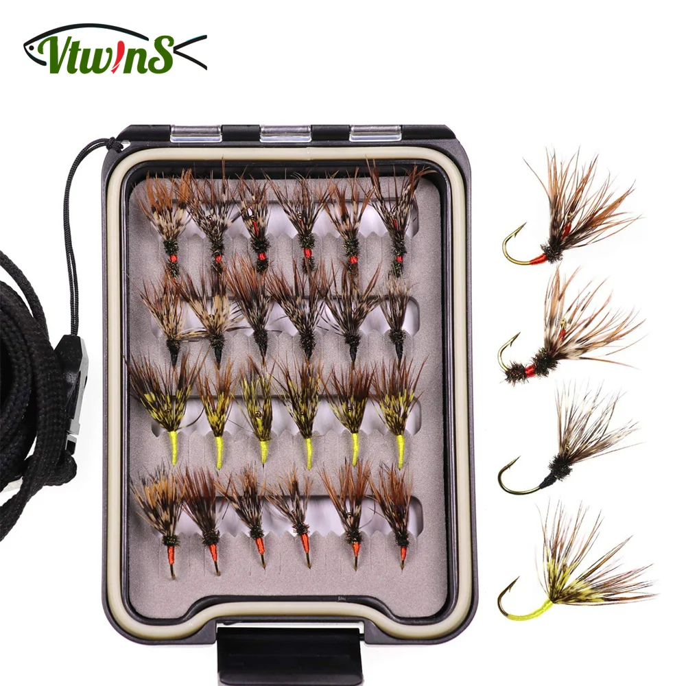 Vtwins Tenkara Sakasa Kebari: moscas de trucha en caja impermeable