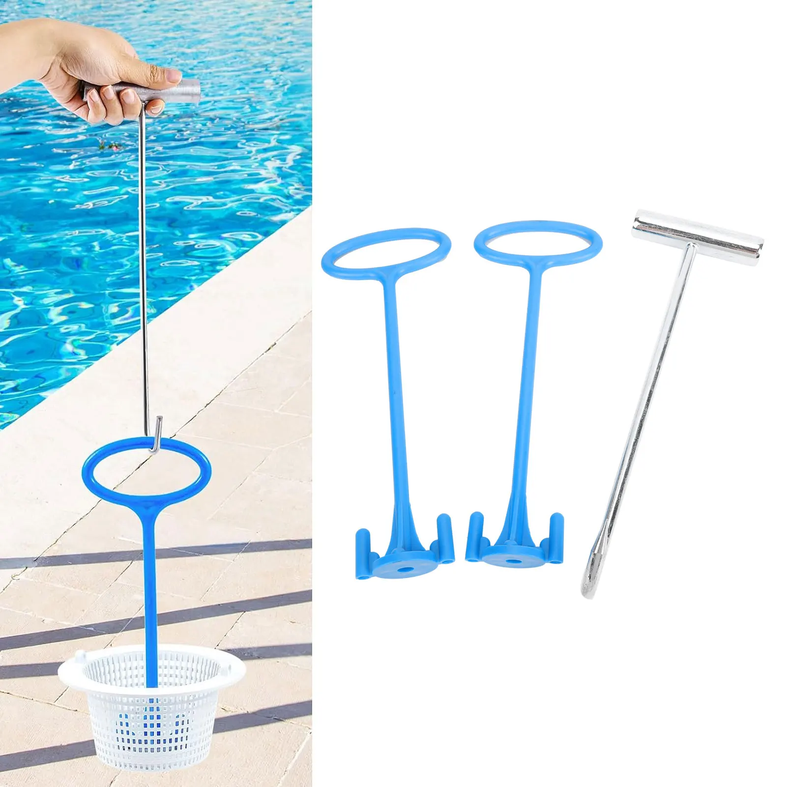 Mango universal para cesta de skimmer con gancho metálico