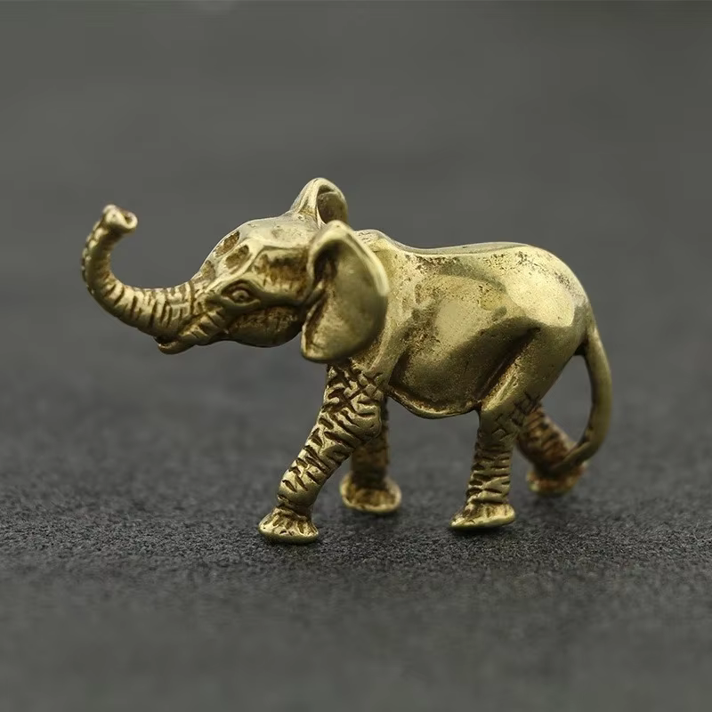 Elefante de bronce para escritorio - Mini figura decorativa de pesca - imagen 4