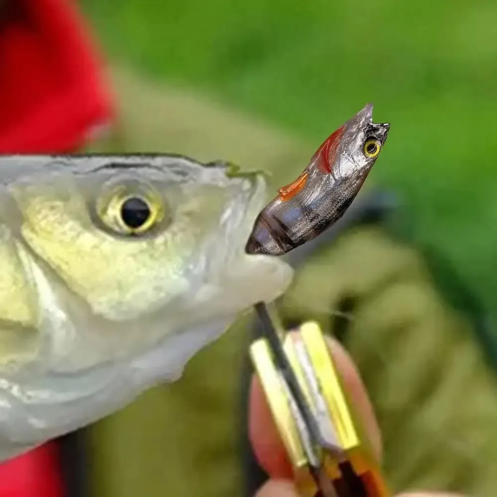 Señuelo de silicona con ojos 3D y cola en T, vinilo - imagen 4
