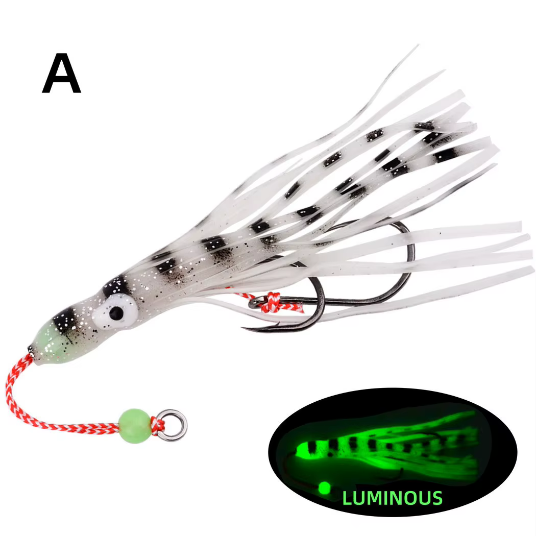 Inchiku Pulpo Luminoso 17 cm falda suave - Anzuelo doble agua salada