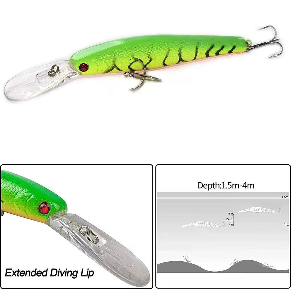 Crankbait Minnow Swimbait duro – Buceo profundo con anzuelo triple - imagen 2