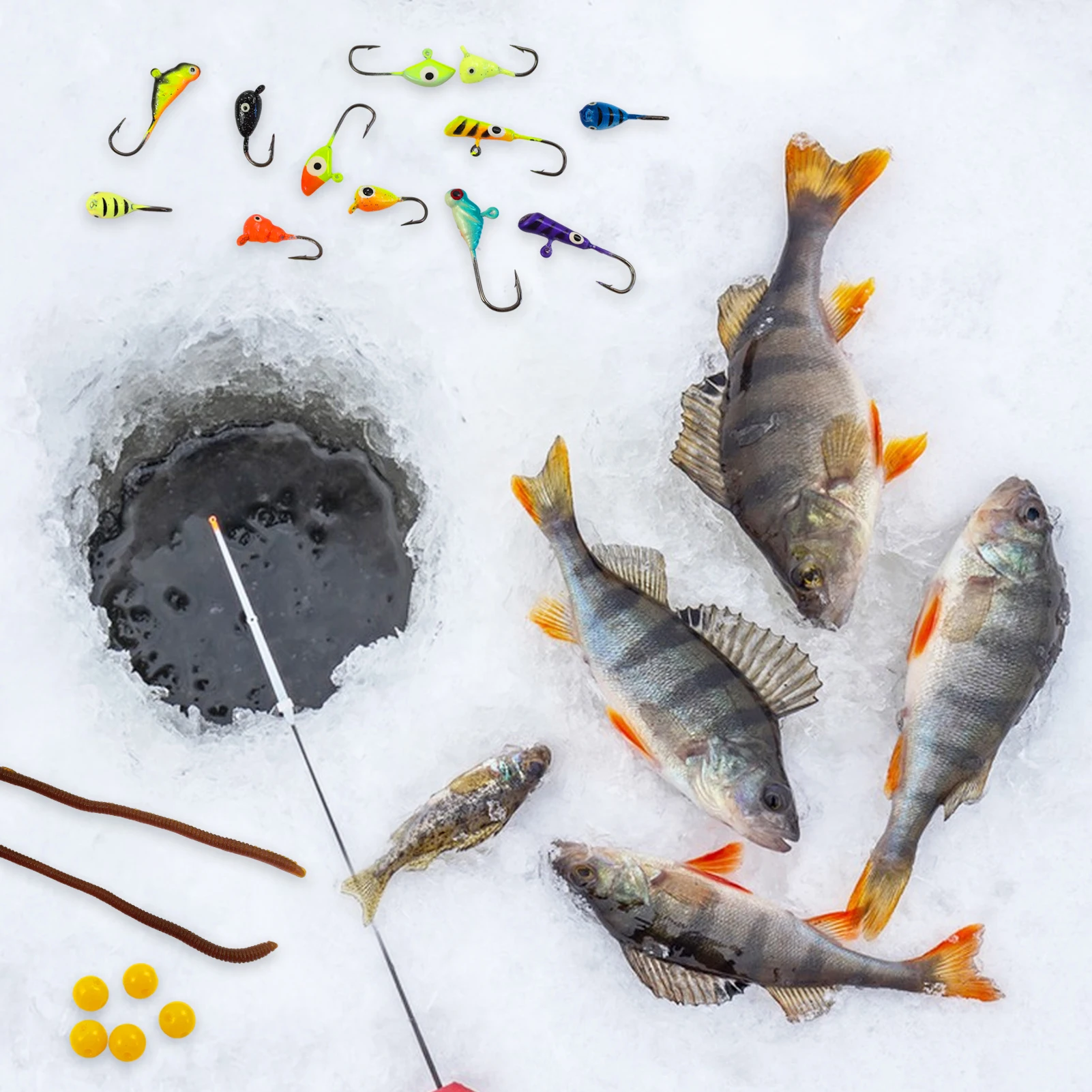 Kit de pesca en hielo Free Fisher: anzuelos con cabeza y vibración - imagen 3