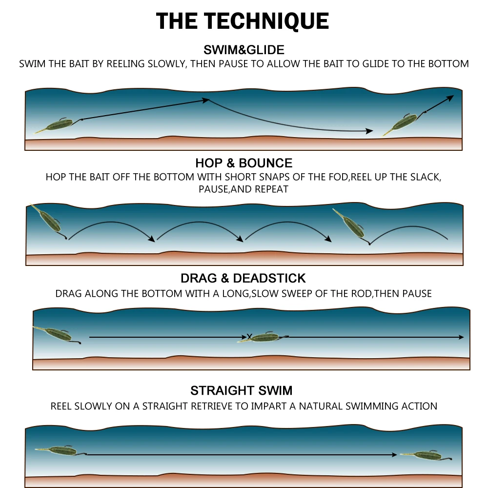Señuelos de silicona en varios colores