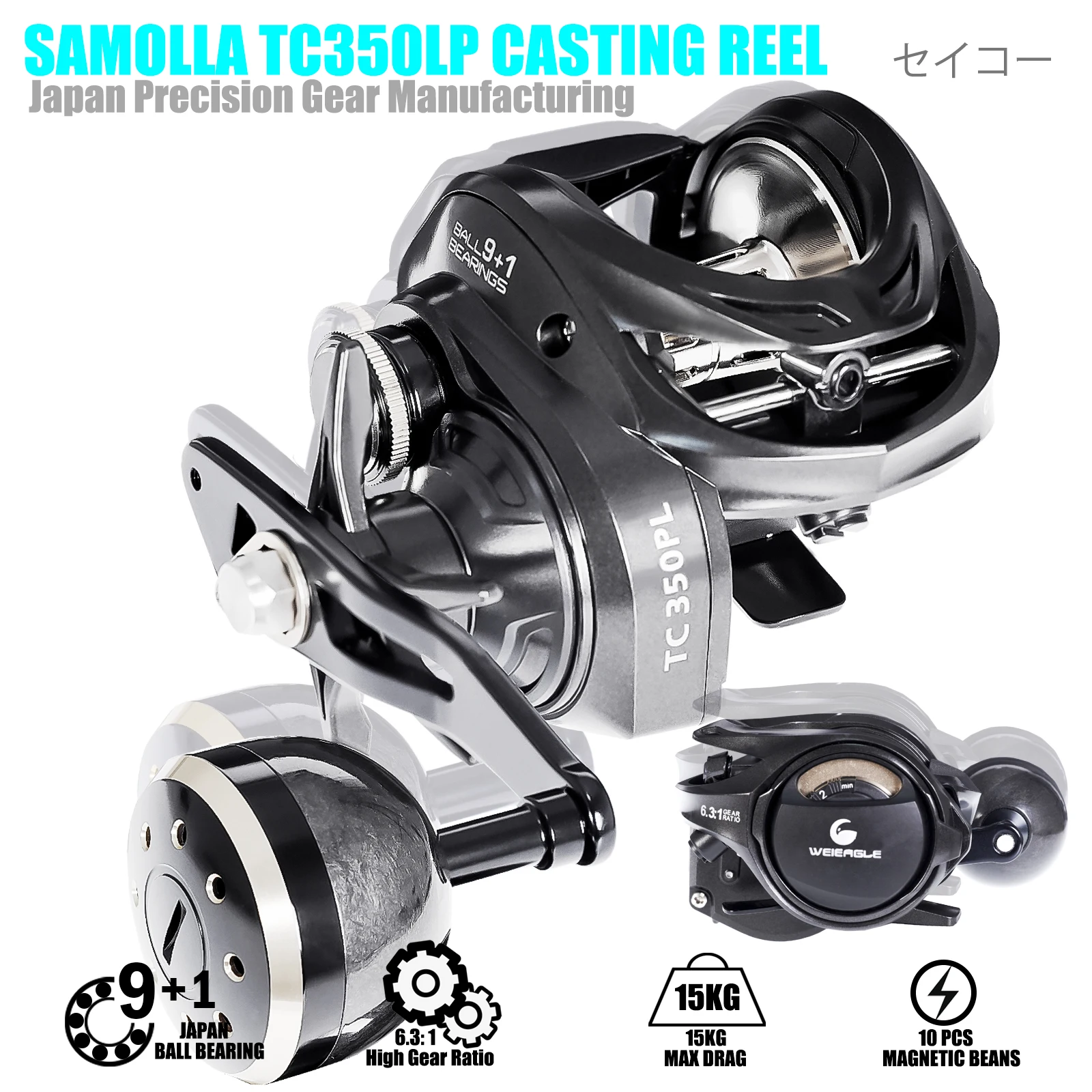 Carrete SAMOLLA TC350LP vista frontal