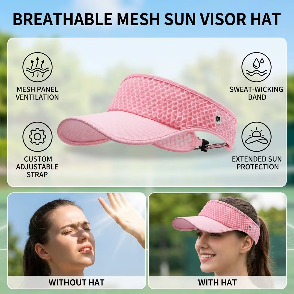 Visera deportiva con ala ancha, protección UV y abertura para coleta - imagen 5