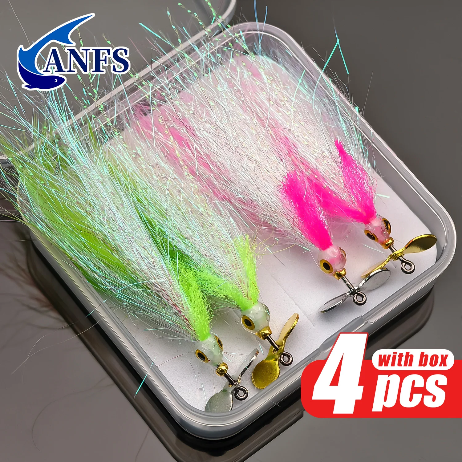 Detalle del kit de moscas para pesca