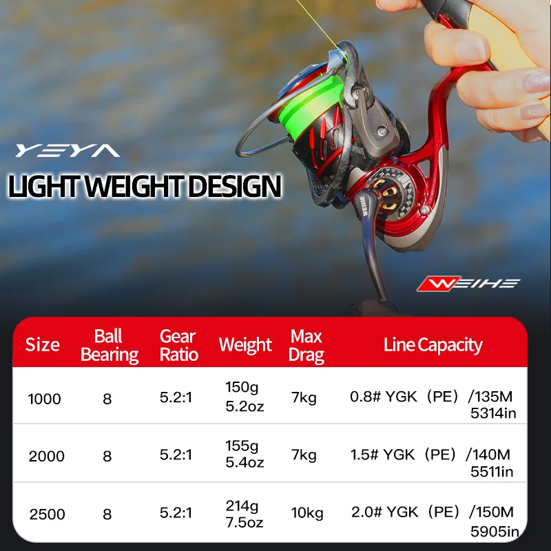 WEIHE Carrete giratorio de carbono con bobina metálica – pesca - imagen 3