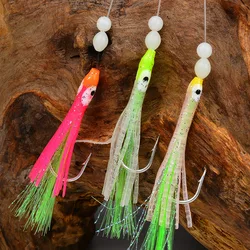 Sabiki luminoso para calamar con señuelos de cuerda y plumas