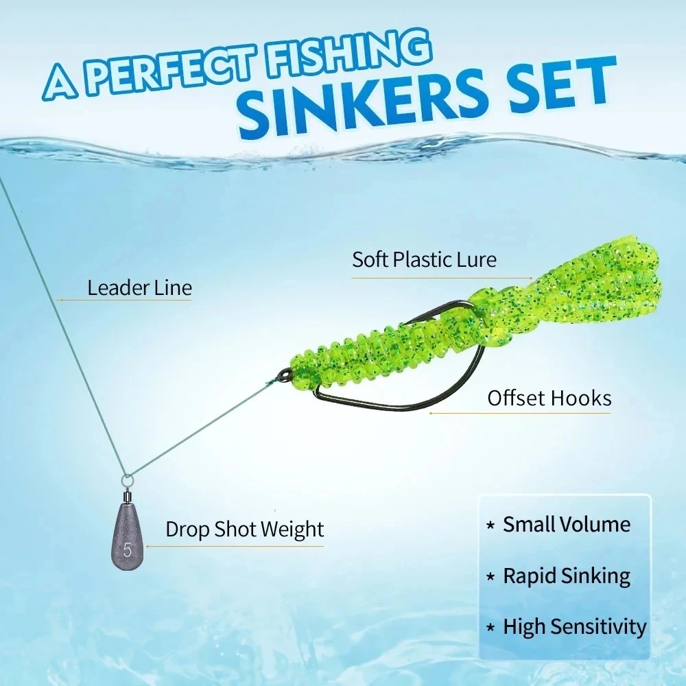 Variedad de pesos de plomos de pesca: 3,5g, 5g, 7g, 10g y 14g