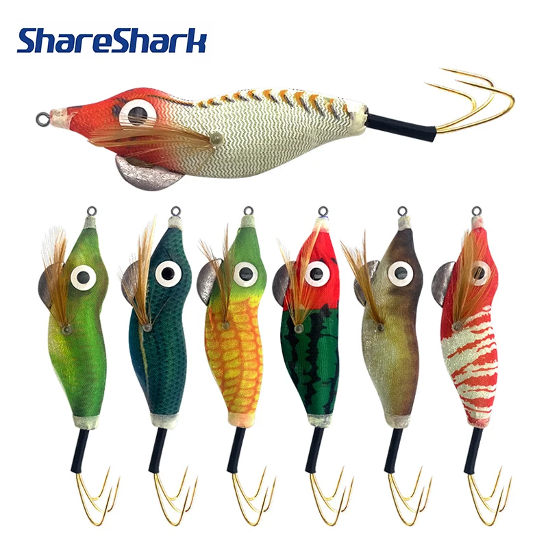 ShareShark señuelo luminoso para calamar y camarón, gancho dorado