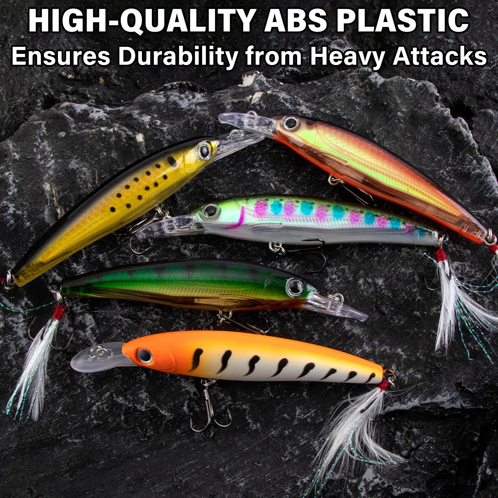 Señuelo Minnow Jerkbait Flotante Anzuelo Pluma Trucha Lucio Lucioperca - imagen 3