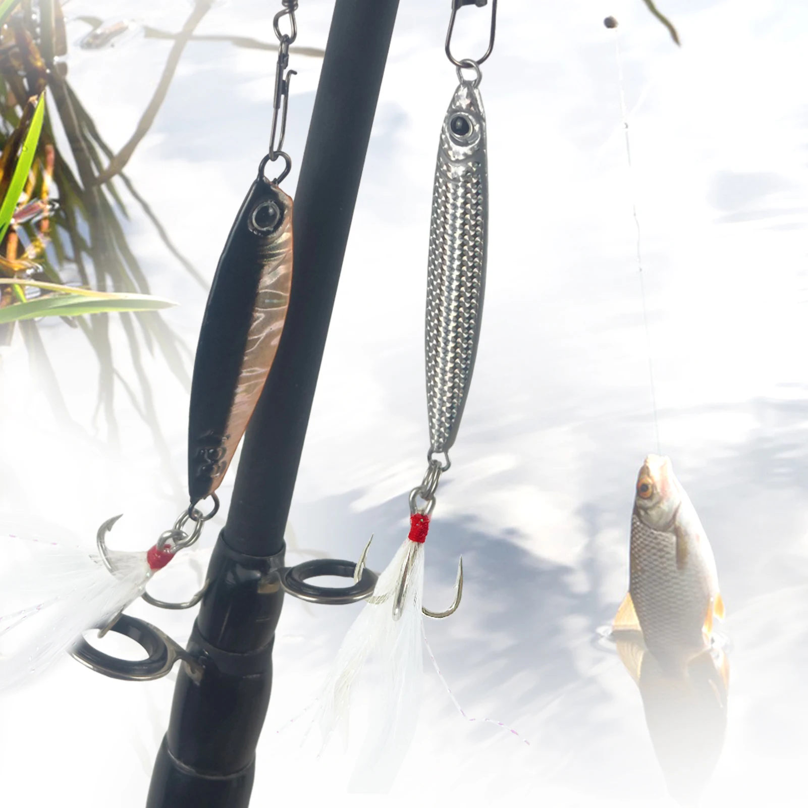 Kit señuelos de mar Free Fisher VIB con anzuelo triple y plumas - imagen 5