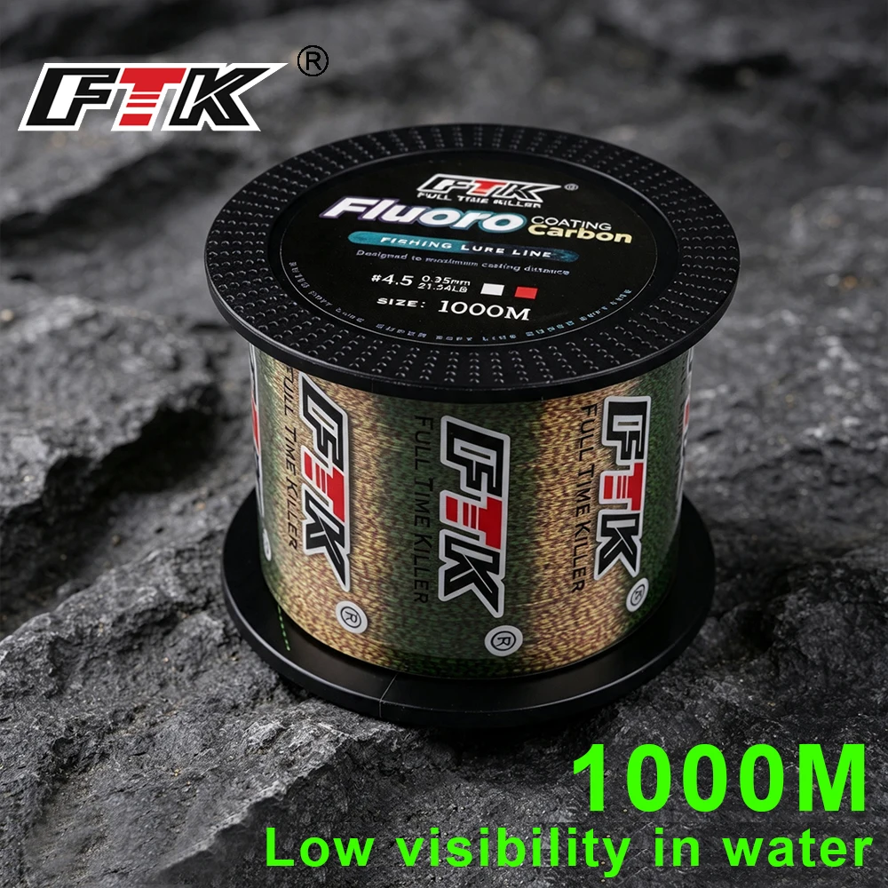 Hilo de pesca FTK de nylon recubierto de fluorocarbono, camuflaje verde - imagen 2