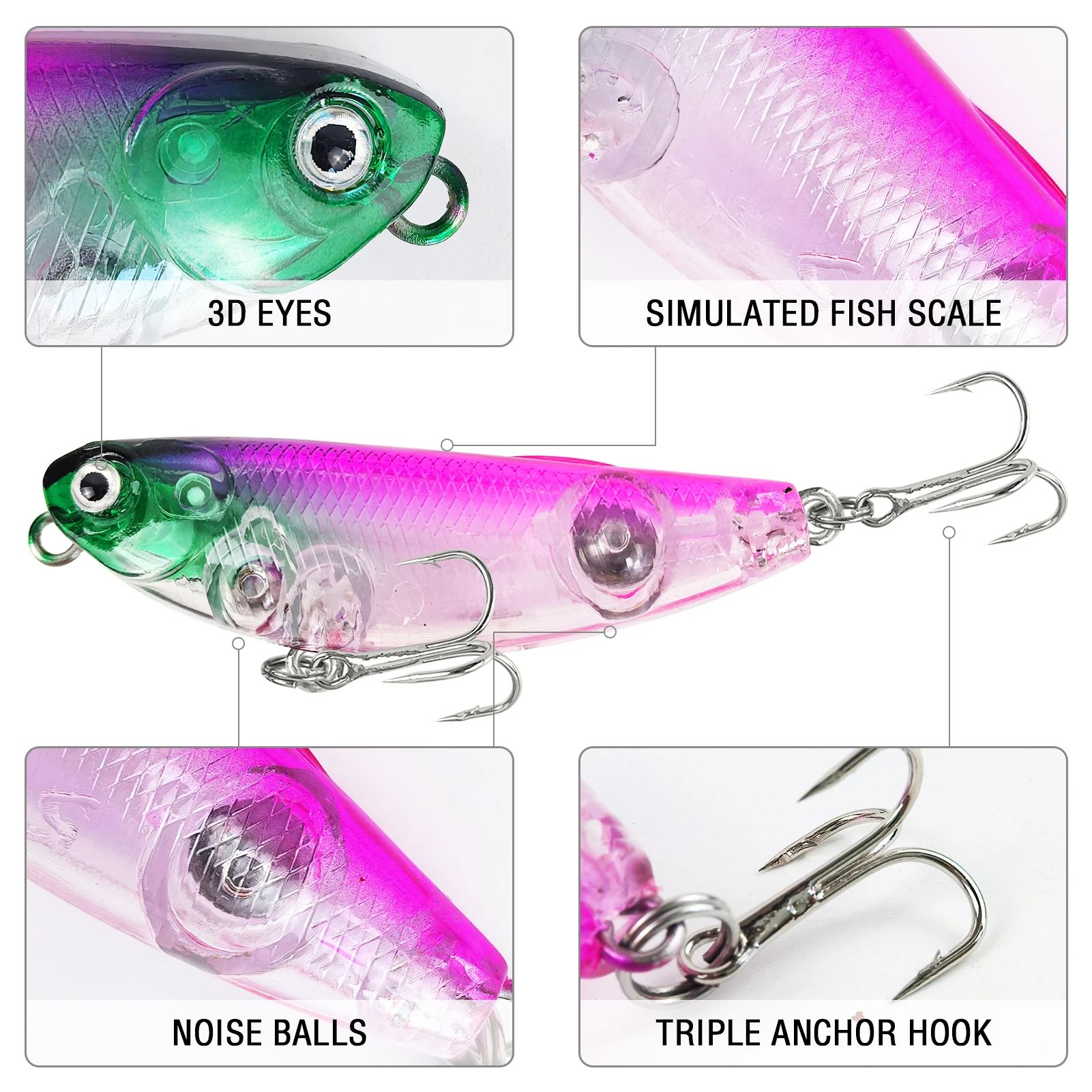 Señuelos duros lápiz Free Fisher con anzuelos triples para agua salada - imagen 4