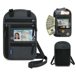 Funda pasaporte RFID de nailon con bloqueo antirrobo y correa ajustable