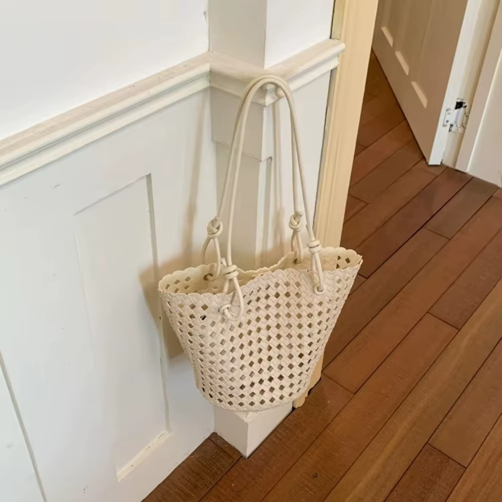Bolso Tejido Calado tipo Cesta para Playa – Gran Capacidad y Hombro - imagen 4