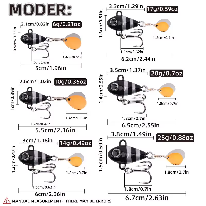 Cuchara giratoria metálica hundida – Señuelo vibración spinning