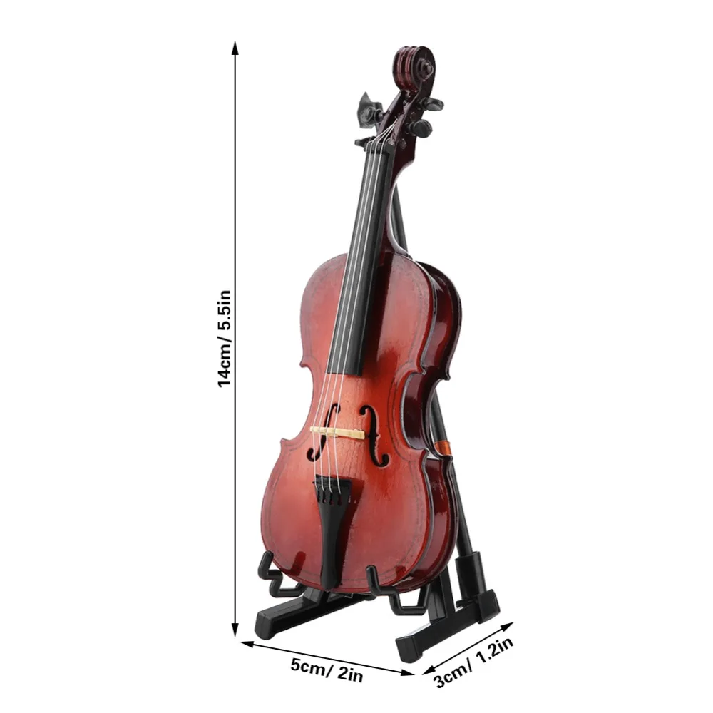 Violonchelo en miniatura de madera con estuche y soporte coleccionable - imagen 4