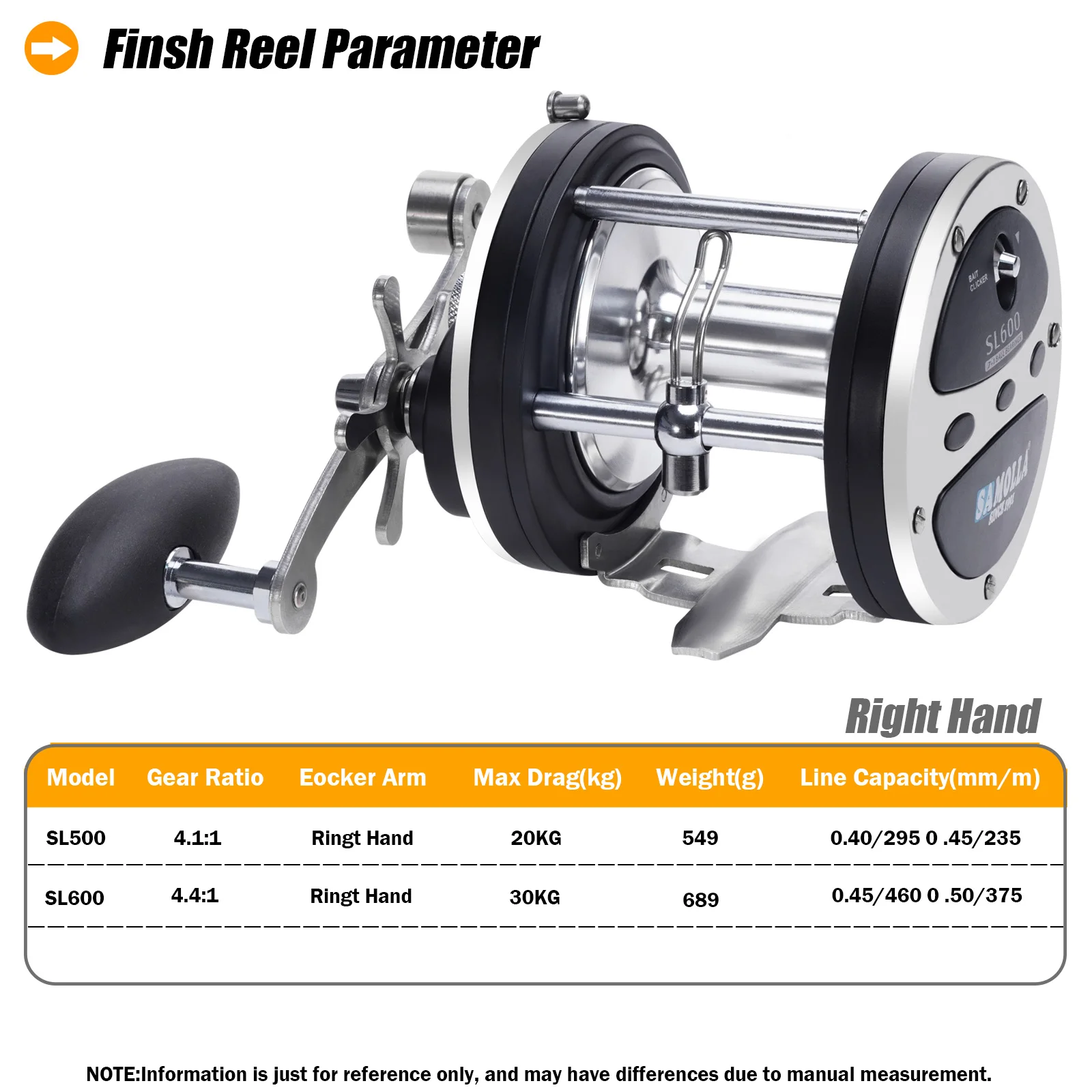 Carrete Baitcasting Grag – Arrastre 30KG, relación 4.4:1 para mar - imagen 2