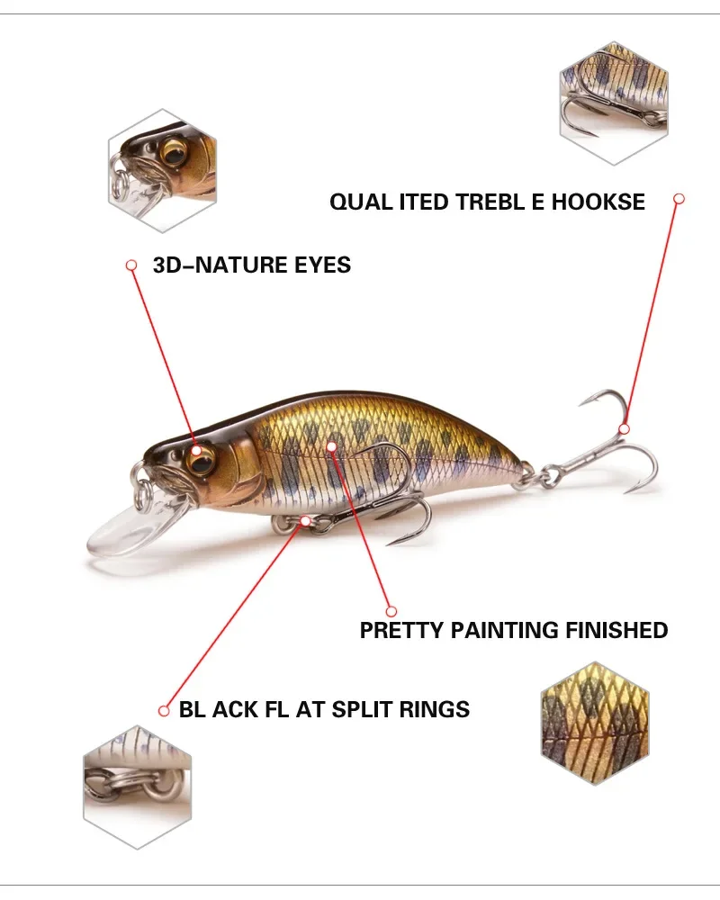 Pack de señuelos minnow para pesca