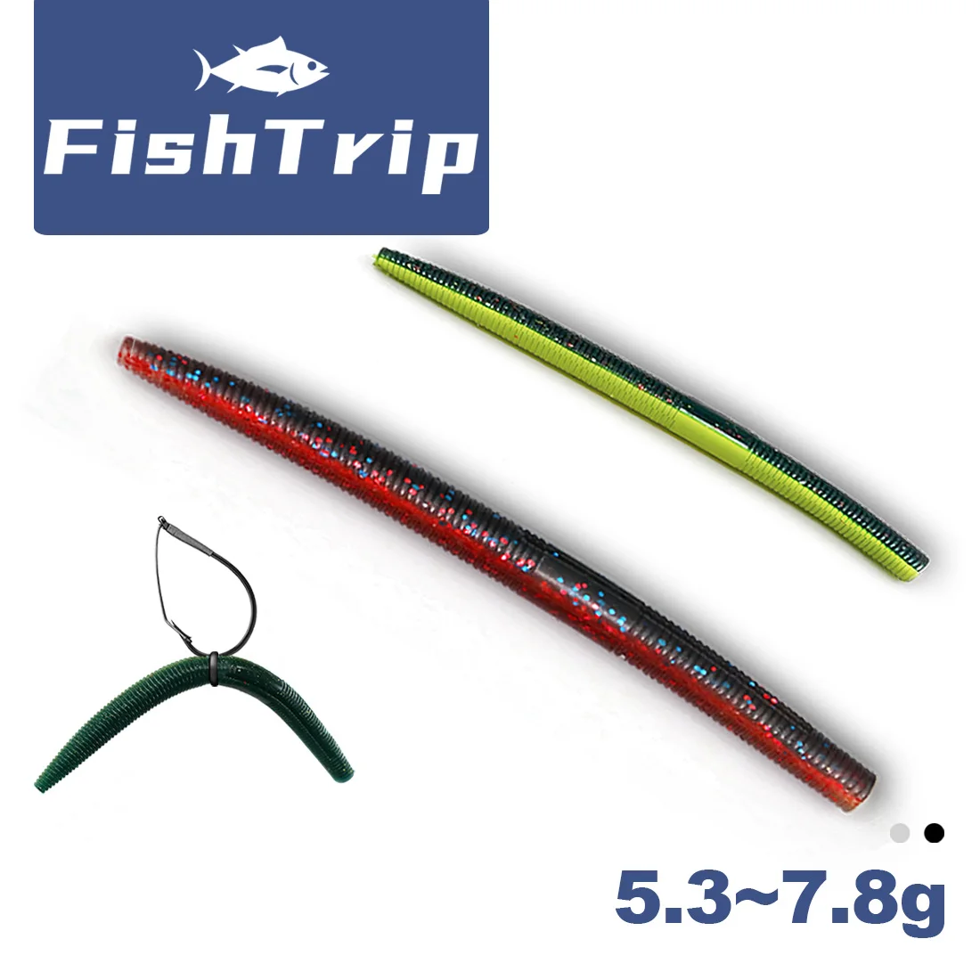 Señuelos blandos FishTrip tipo fideo para pesca en agua salada