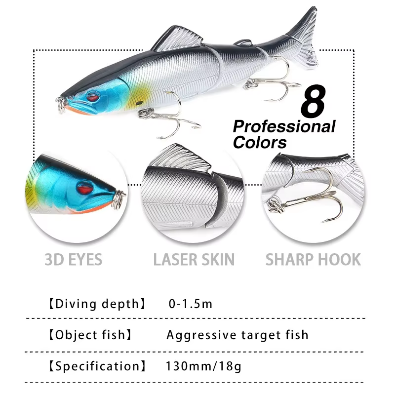 Señuelo crankbait articulado para lucio – Pesca de depredadores - imagen 4