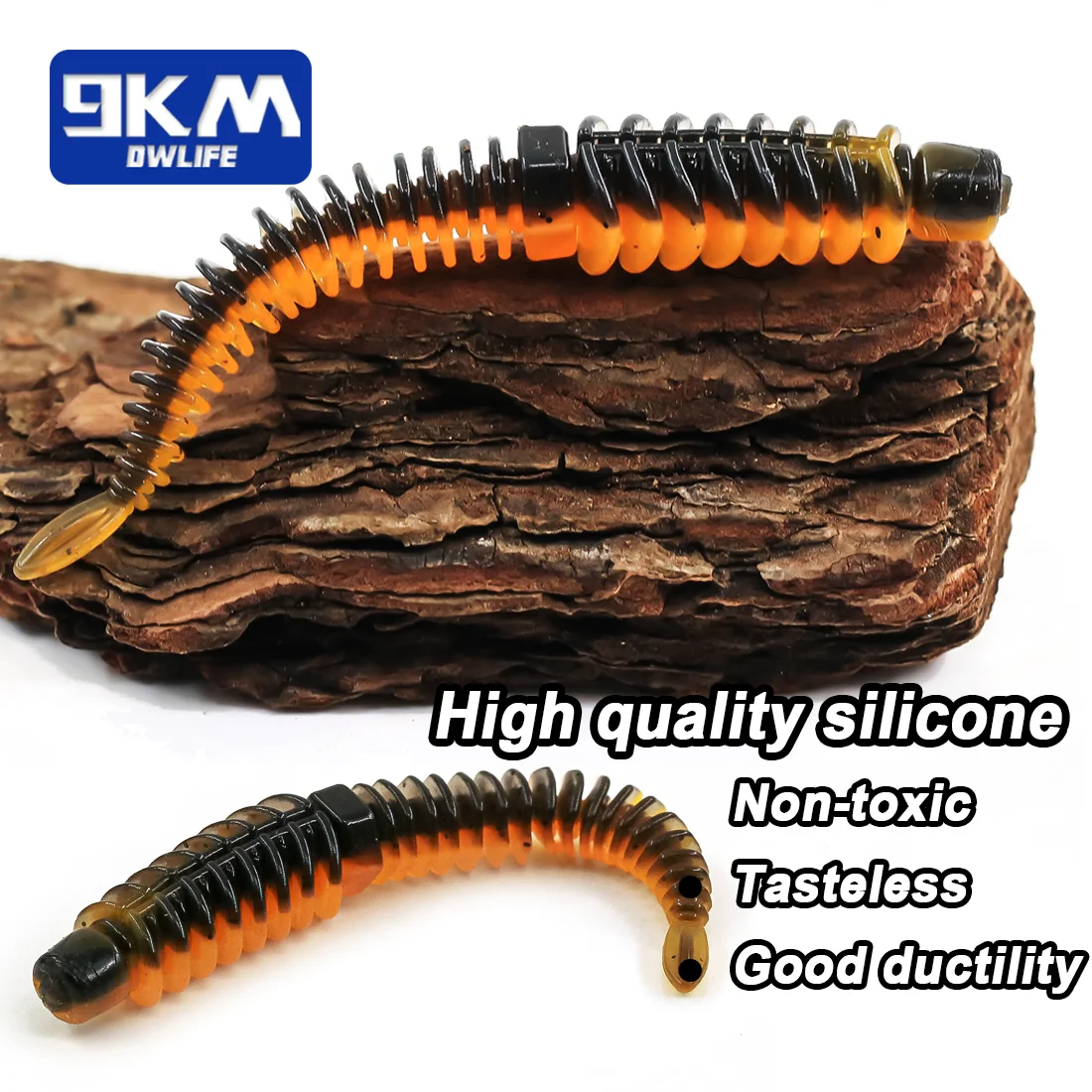 Pack de 10 señuelos de plástico suave 9KM DWLIFE para pesca de lubina