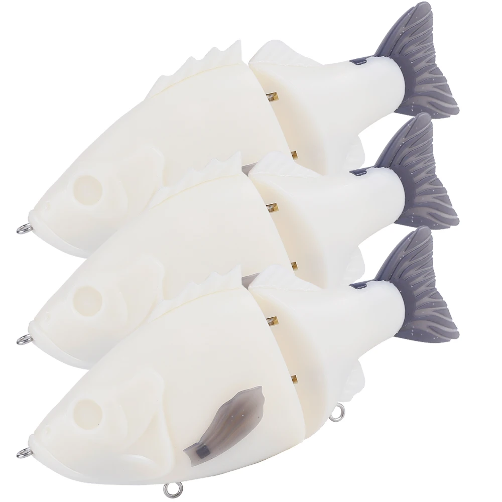 Swimbait blanco sin pintar para lubina, formato grande