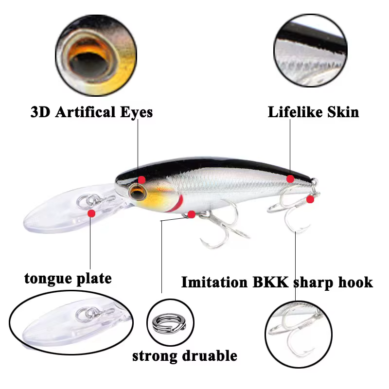 Crankbait flotante señuelo con ojos 3D para pesca de lucio y carpa - imagen 2