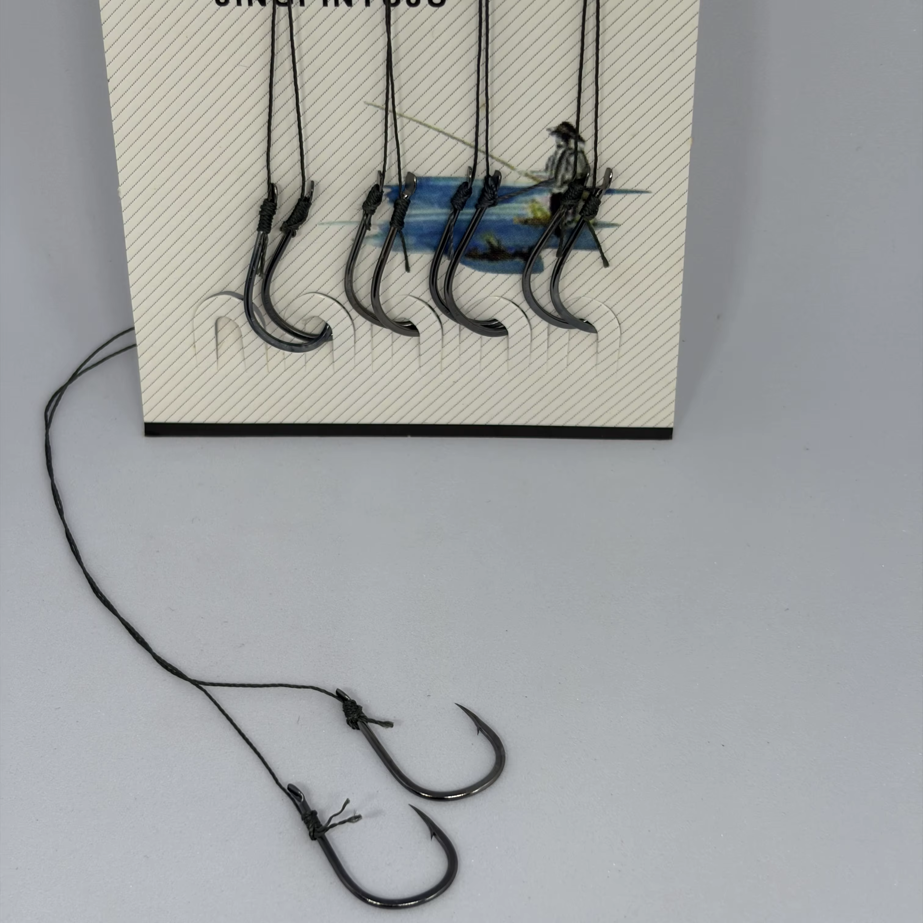Iseni Pre-Atado Doble Anzuelo Acero al Carbono con Púas para Carpa y Brasa - imagen 3